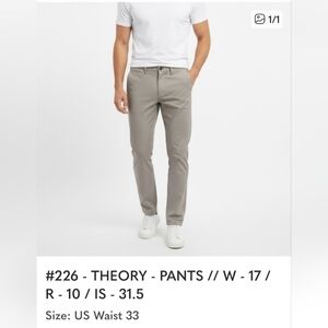 Theory Men's Grey Chinos 30-32